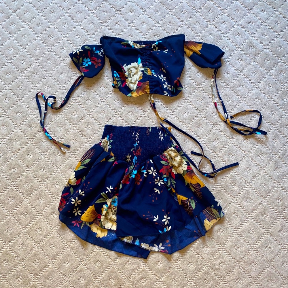 Two piece floral matching set